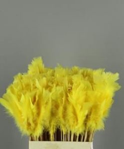 Stick Feather Yellow 14cm - Decoratiemateriaal (h%)