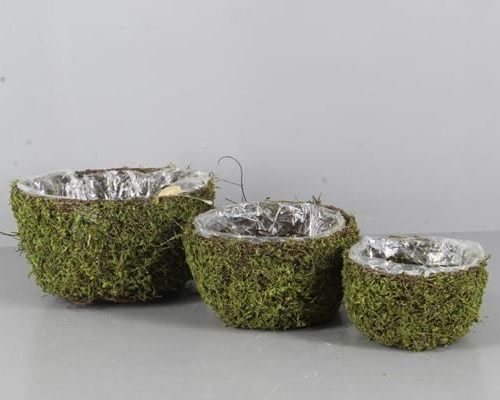Planter Moss Round S/3 - Decoratiemateriaal (h%)