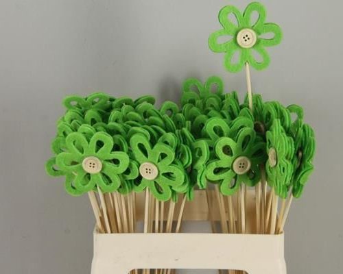 Stick Flower Open Felt Green - Decoratiemateriaal (h%)