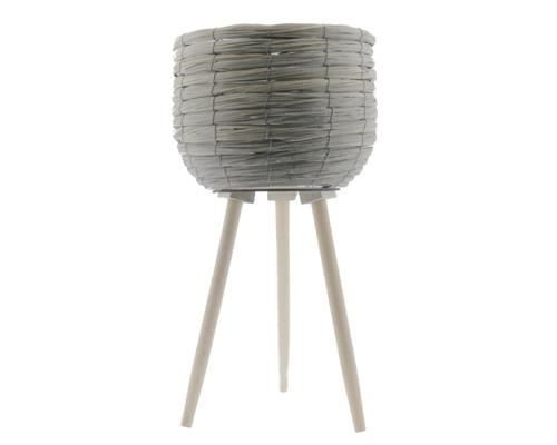 Basket W/feet Ø29x59 Grey/nat. - Decoratiemateriaal (h%)