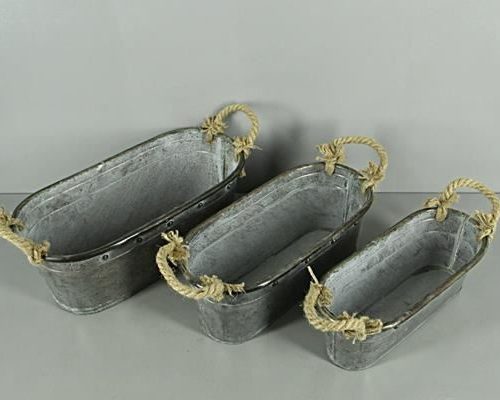 Planter Mtl Ant Tubb Flat(s/3) - Decoratiemateriaal (h%)