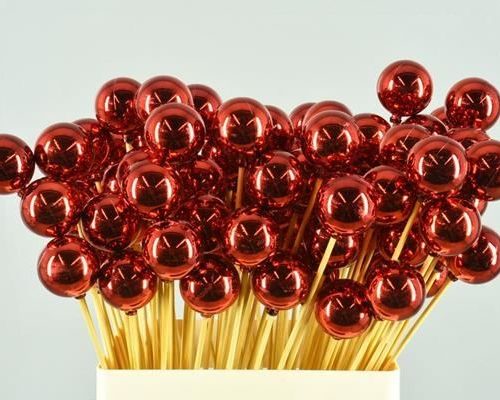 Stick Ball C. Ø4 Red Shiny - Decoratiemateriaal (h%)