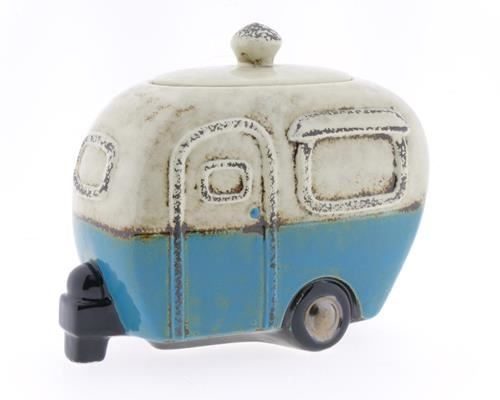 Car Caravan Ceramic 23cm Blue - Decoratiemateriaal (h%)