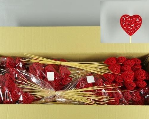 Stick Heart Baroque Red 7cm - Decoratiemateriaal (h%)