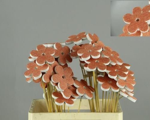 Stick Flower 7cm White/pink - Decoratiemateriaal (h%)