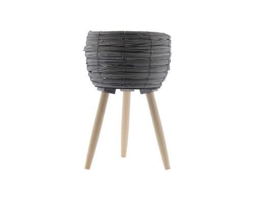 Basket W/feet Ø25x39 Grey/nat - Decoratiemateriaal (h%)