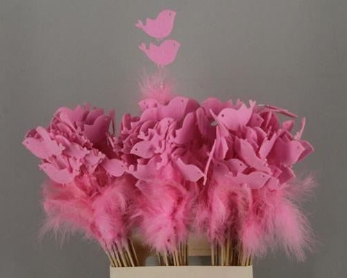 Stick feather+prl+bird l.pink - Stick feather+prl+bird l.pink