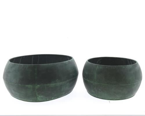 Planter Mtl S/2  Ø29x14cm Gree - Decoratiemateriaal (h%)