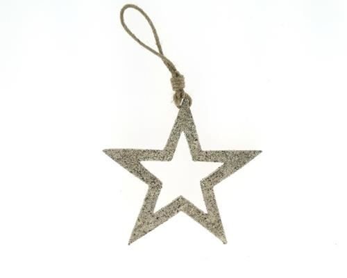Star Wood Open Hang 14cm Plat. - Decoratiemateriaal (h%)