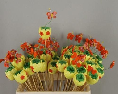 Stick Egg  Butterfly Yellow - Decoratiemateriaal (h%)
