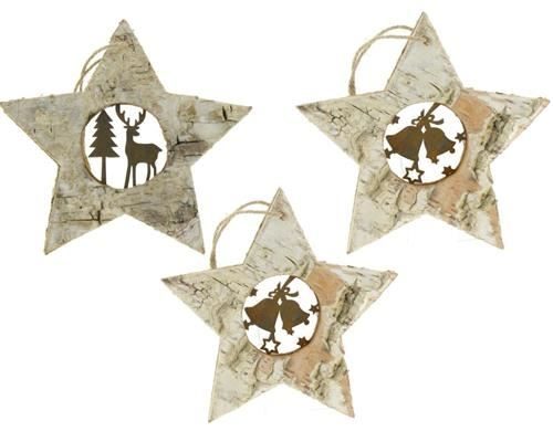 Star Birch/mtl Hanging 12cm Mx - Decoratiemateriaal (h%)