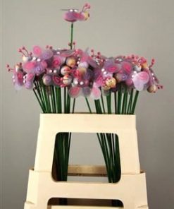 Stick bee wood pink 6cm - Stick bee wood pink 6cm