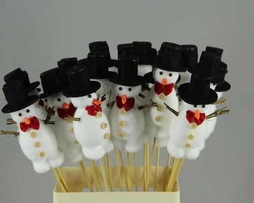 Stick Snowman+black Hat (09) - Decoratiemateriaal (h%)
