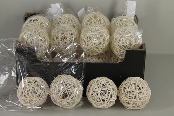 Bruce Ball 10cm White Glt(4pc) - Decoratiemateriaal (h%) 1 Bruce Ball 10cm White Glt(4pc) - Decoratiemateriaal (h%)