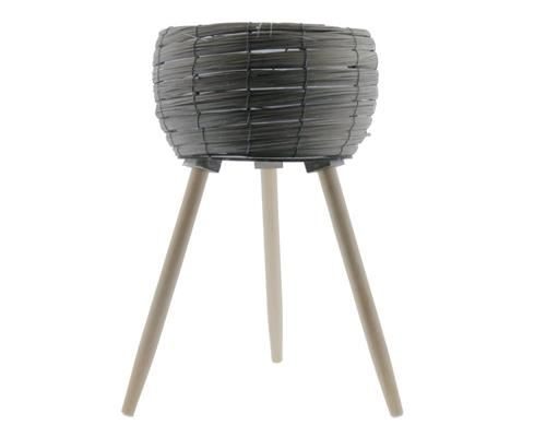 Basket W/feet Ø29x53 Grey/nat - Decoratiemateriaal (h%)