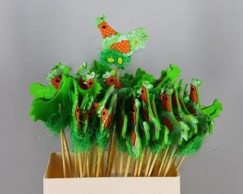 Stick Chicken Felt-nest Green - Decoratiemateriaal (h%)