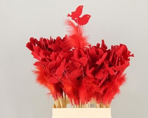 Stick feather+prl+bird red - Stick feather+prl+bird red