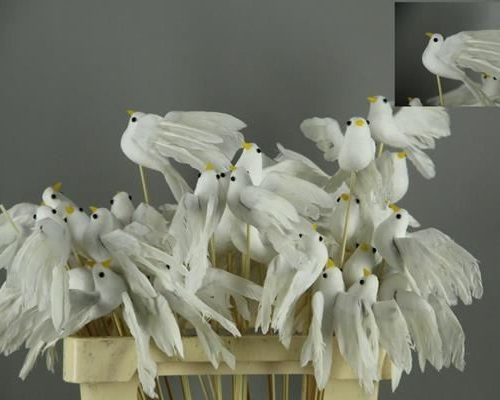 Stick Dove White 10x5,5cm - Decoratiemateriaal (h%)
