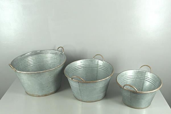 Planter Tub Zinc S/3 - Decoratiemateriaal (h%) 1 Planter Tub Zinc S/3 - Decoratiemateriaal (h%)