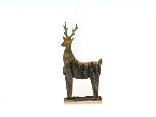 Fig. Wood+mtl. Deer 33x22cm - Decoratiemateriaal (h%) 1 Fig. Wood+mtl. Deer 33x22cm - Decoratiemateriaal (h%)