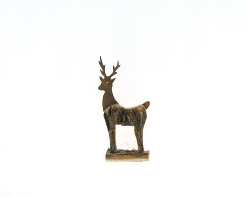 Fig. Wood+mtl. Deer 25x14cm - Decoratiemateriaal (h%)