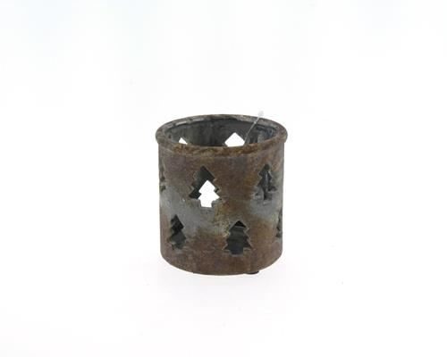Tealight Conc/tree Ø11x11 Rust - Decoratiemateriaal (h%)