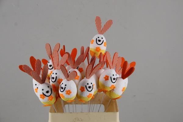 Stick Easter Rabbit Orange - Decoratiemateriaal (h%) 1 Stick Easter Rabbit Orange - Decoratiemateriaal (h%)
