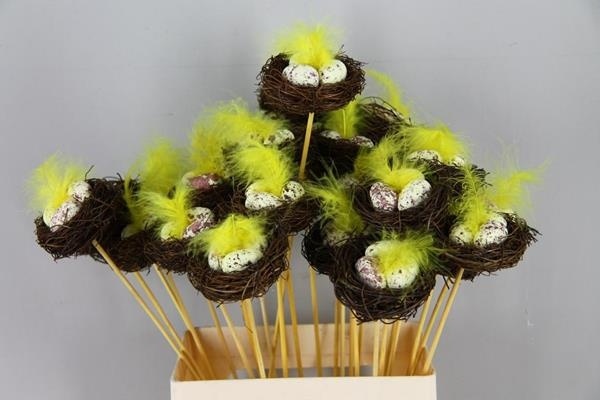 Stick Nest Salim + Eggs Quail - Decoratiemateriaal (h%) 1 Stick Nest Salim + Eggs Quail - Decoratiemateriaal (h%)