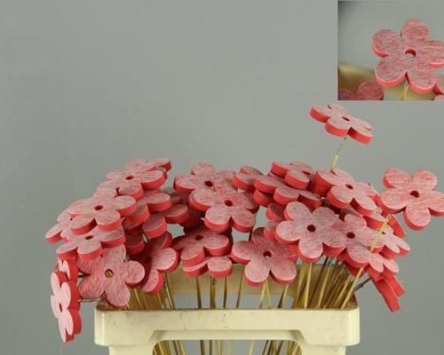 Stick Flower 7cm Red - Decoratiemateriaal (h%)