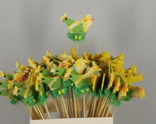 Stick Chicken Felt-nest Yellow - Decoratiemateriaal (h%)