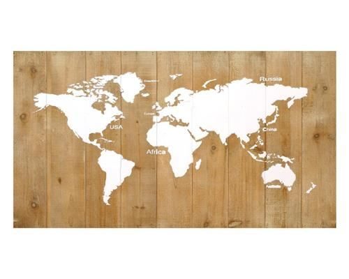 Map World Wood 1pc Mix 120x68 - Decoratiemateriaal (h%)