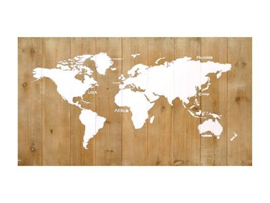 Map World Wood 1pc Mix 120x68 - Decoratiemateriaal (h%)