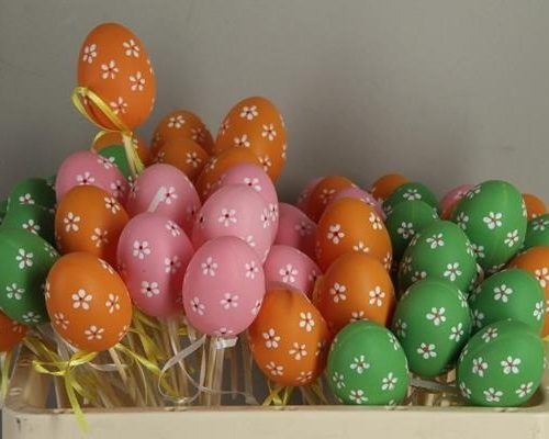 Stick Egg Colored Flowers 6cm - Kievitsei op stok h%