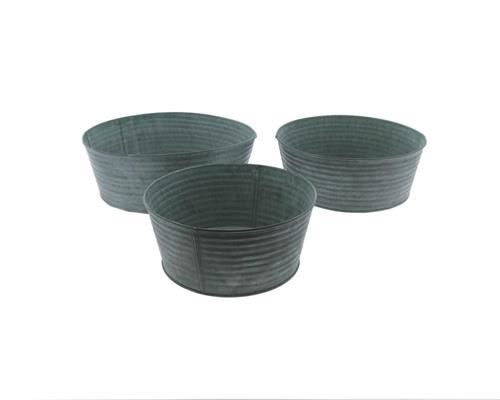 Planter Mtl S/3  Ø25x9cm Green - Decoratiemateriaal (h%)
